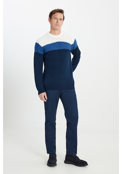 AC&Co / Altınyıldız Classics Erkek Ekru-lacı Standart Fit Normal Kesim Bisiklet Yaka Colorblock Desenli Yünlü Triko Kazak Ekru - Lacivert AC&Co / Altınyıldız Classics Erkek Ekru-lacı Standart Fit Normal Kesim Bisiklet Yaka Colorblock Desenli Yünlü Triko Kazak Ekru - Lacivert