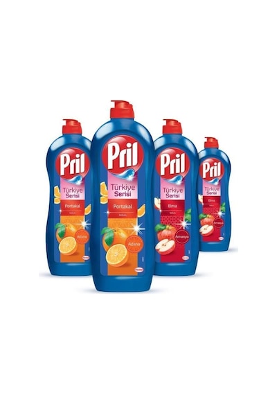 Pril Türkiye Serisi Portakal + Elma Kokulu Elde Yıkama Sıvı Bulaşık Deterjanı 4 x 675 ML