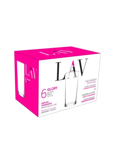 Lav Glory Cam Meşrubat Bardağı 6'lı 300 ml (Limonata Bardağı )