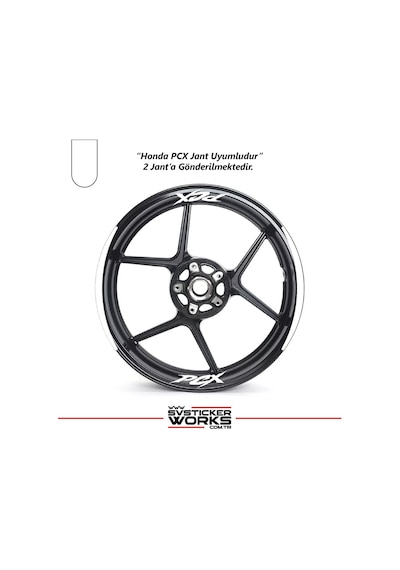 Honda Pcx Motosiklet Jant Şeridi Sticker Set Ay Modeli Beyaz