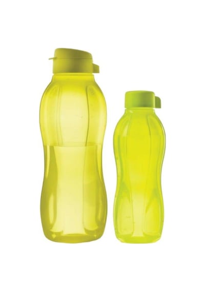 Eco Şişe Sarı Vidalı Kapak 750ml Ve Kolay Kapak 1.5 Lt Matara Suluk 2 Li Set Sarı