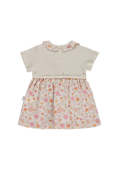 Civil Baby Çiçek Yaprak Empirme 6-18 Ay Tulum - Bej