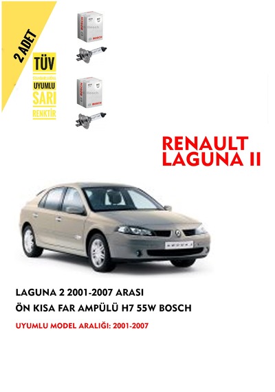 Laguna 2 2001-2007 Arası Ön Kısa Far Ampülü 2 Adet Sarı Renk