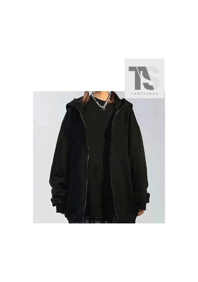 Tarzsokak Düz Siyah Unisex Oversize