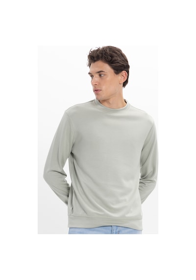 Tudors Erkek Standart Fit Normal Kesim Uzun Kollu Ekstra Soft Modal Kumaş Bisiklet Yaka Yeşil Sweatshirt-50211