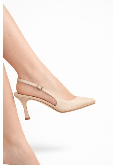 Tual Shoes Kadın Bej Topuklu Ayakkabı Açık Bej
