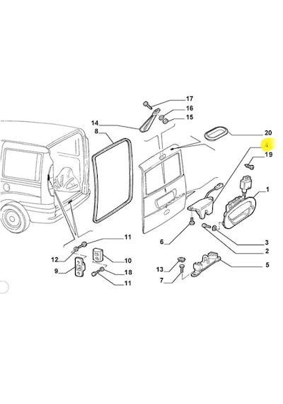 Doblo 2001-2009 Bagaj Tek Kapı Kilidi Kablolu 51773974