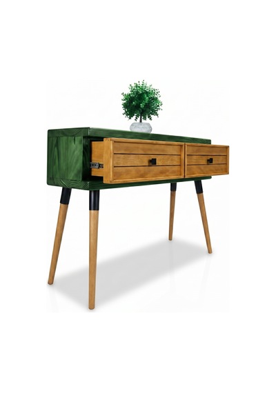 Mobenta Stria Entry: Modern Masif Dresuar 2 Çekmeceli Antre Konsolu - 120x31 Ye-tk Yeşil-ahşap