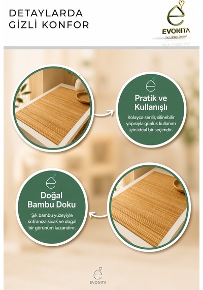 Bambu Banyo Paspası Doğal Bambu Duş Önü Paspas Dekoratif Ahşap Görünümlü Banyo Ve Ev Paspası Kahverengi