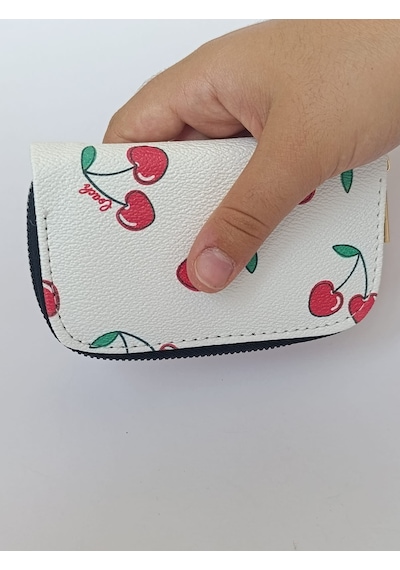 Tovyamade Suni Deri Desen Baskılı Cüzdan,kartlık,bozukpara Beyaz