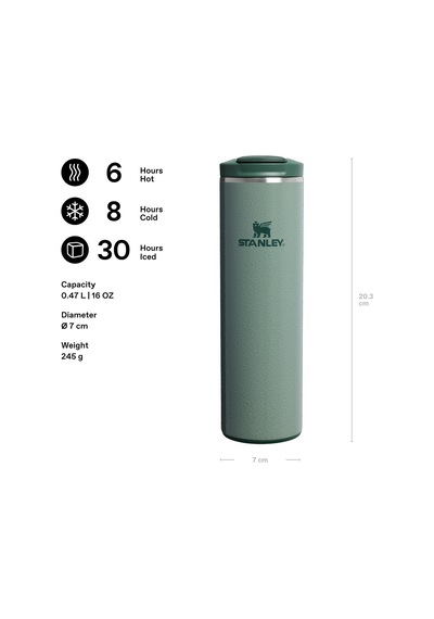 The Transit Fliptop Mug Termos 0.47 Litre - Yeşil Hammertone Green Paslanmaz Çelik Çok Renkli