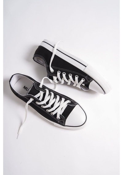 Mubiano Mbcvs200s Düz Taban Bağcıklı Erkek Siyah Bez Spor Ayakkabı & Sneaker Siyah
