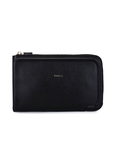 Tamer Tanca Unisex Hakiki Deri Siyah Floter El Çantası 1012 2029 Cnt Sk25-26 Sıyah Fltr Siyah