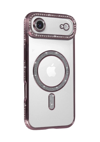 Durukar Apple, Uyumlu iPhone 17 Air Joke Simli Magneticsafe Kılıf - Pembe