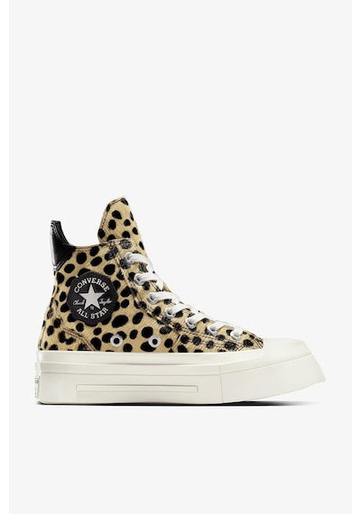 Converse Chuck 70 Leopard Print De Luxe Squared Kadın Platform Sneaker Siyah