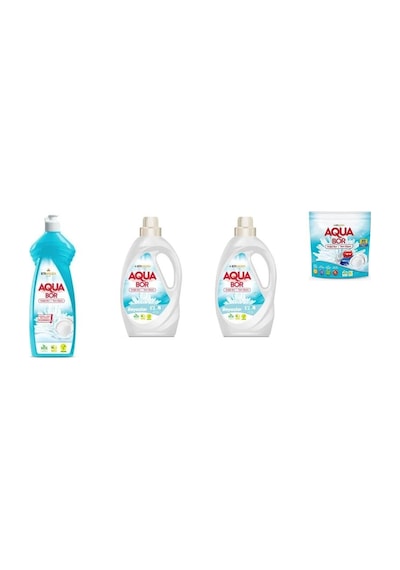 Aquabor Doğal Mineralli Elde Bulaşık + Sıvı Beyaz + Sıvı Beyaz + Tablet 4 Lü Set