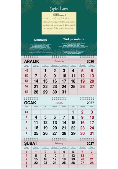 2027 Yılı Gemici Takvimi----ayetel Kürsi Duası
