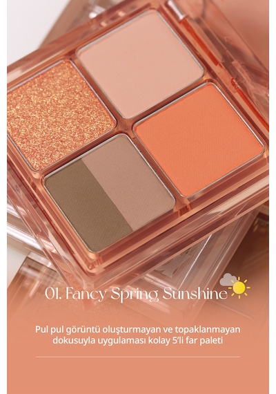 Mat, Parıltılı Tonlarda 5'li Far Paleti Perıpera Ink Pocket Shadow Palette 01 Fancy Spring Sunshine 32163085