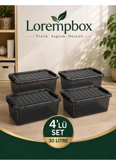 Tr Lorempbox 30 L Kilitli Antrasit Saklama Kutusu 4'lü Set Genel