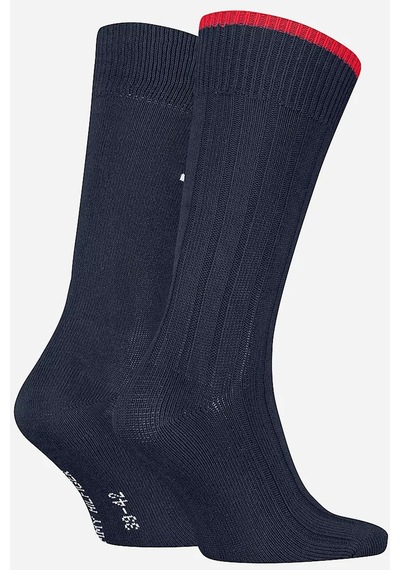 Tommy Hilfiger Structured Ribbed 2 Pack Socks Navy Kalın Pamuklu Uzun Çorap 2 Li Pkt Lacivert