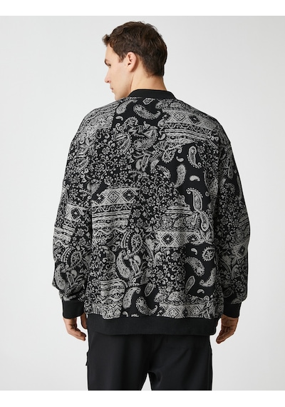 Koton Bomber Ceket Çıtçıt Düğmeli Şal Motifli Fermuar Detaylı Şardonlu Gri Desenli 3sam50007mk Gri Koton Bomber Ceket Çıtçıt Düğmeli Şal Motifli Fermuar Detaylı Şardonlu Gri Desenli 3sam50007mk Gri