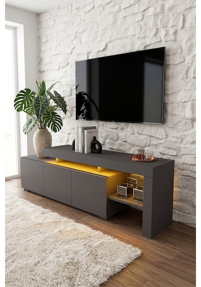 Luma Led Işıklı Tv Ünitesi 160 Cm - Modern Tv Sehpası Antrasit Luma Led Işıklı Tv Ünitesi 160 Cm - Modern Tv Sehpası Antrasit