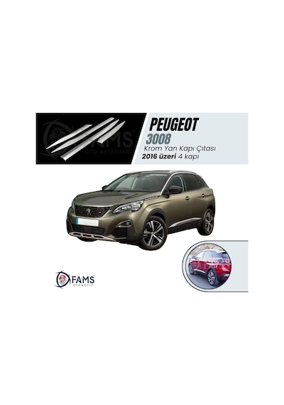 Peugeot 3008 Krom Yan Kapı Çıtası 4 Kapı 2016 ve Üzeri