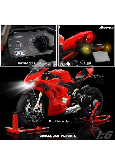 1:6 Diecast Kırmızı Işıklı, Anahtarlı & Su İle Çalışan Dumanlı Model Motorsiklet