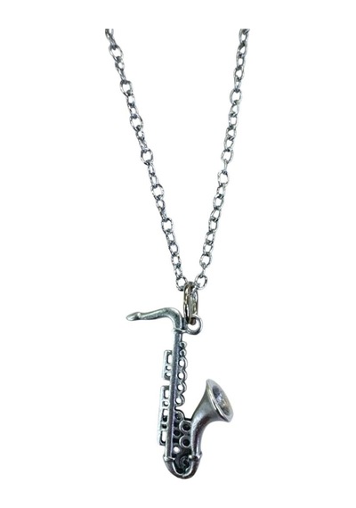 Saksafon Figürlü Metal Kolye Unisex - Müzik Temalı Takı 60 Cm Zincir Çok renkli