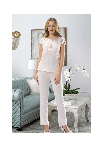 Sistina Pudra - 894 - Penye Pijama Takımı - 1417 - - Edntrend - Beden Xl