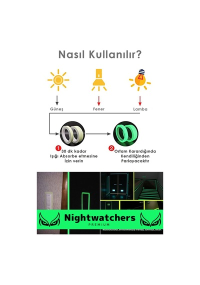 Özel Karanlıkta Işık Veren Yansıyan 4 Metre Fosforlu Yeşil Şerit Kendinden Yapışkanlı Reflektör Bant Sarı - 629013962