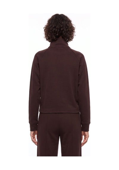 Jeep J6wl-swt7032 Kahve Kadın Dik Yaka Baskılı Relaxed Cepli Örme Sweatshirt