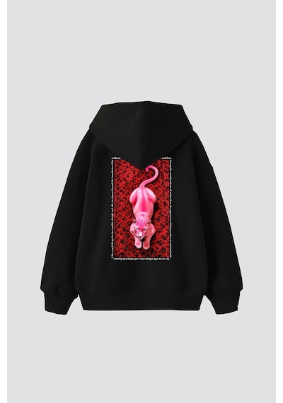 Tarzsokak Pink Panther Baskılı Oversize Unisex Siyah