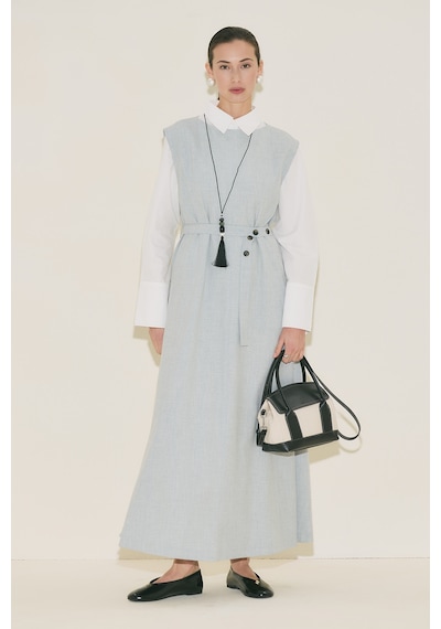 Manuka Premıum Kemer Detaylı Elbise Mavi Ss26elb00001-22 Mavi