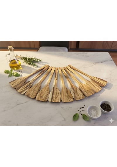 Zeytin Ağacı Spatula 2'li Set İnce Ve Hafif Omlet, Krep, Krep Ve Hafif Tavada Kızartmak İçin Mükemmel Diğer