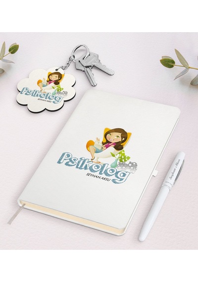 Kişiye Özel Psikolog Beyaz Defter Kalem Ve Anahtarlık Seti N11.10821 Kişiye Özel Psikolog Beyaz Defter Kalem Ve Anahtarlık Seti N11.10821