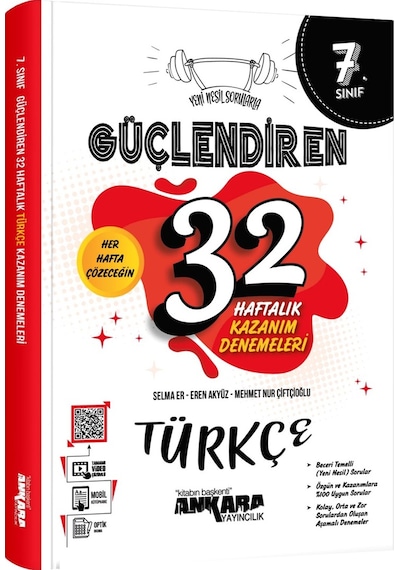 7. Sınıf Türkçe Güçlendiren 32 Haftalık Kazanım Denemeleri -  Ankara Yayıncılık
