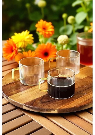 Clavera 6'li Kulplu Cam Çay Kahve Espresso Bardak Fincan Seti 150 Ml Diğer