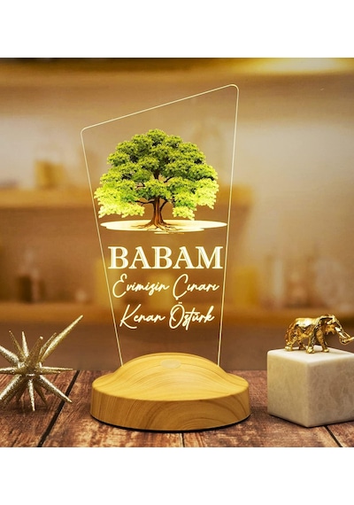 Babaya Hediye, Babalar Günü Hediyesi, Babama Hediye, Çınar Ağacı Figürlü Renkli Led Lamba Totem Şeklinde Çok Renkli