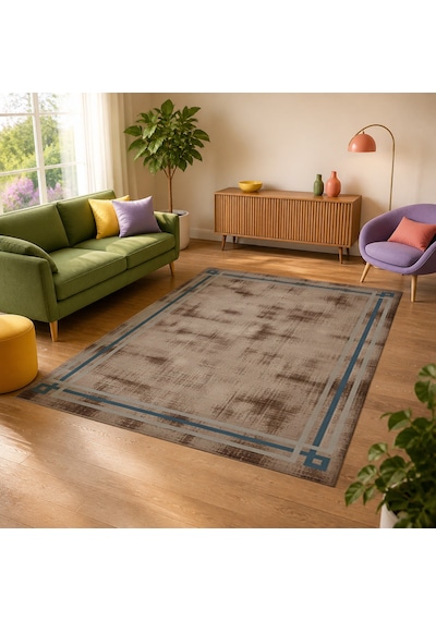 Kartela Halı Rilo Halı Kaymaz Taban Makinede Yıkanabilir Halı Kahverengi - 60 X 90 Cm
