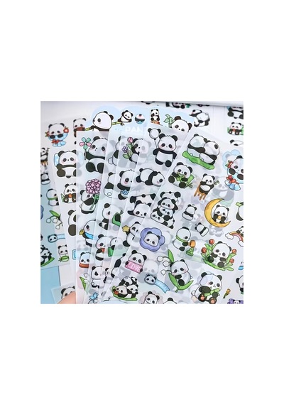 Kolbi Craft 1 Sayfa 20 Adet Şeffaf Panda Sticker Sevimli Kawaii Abanoz