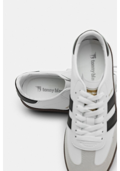 Tonny Black Termo Taban Yanı Şeritli Bağcıklı Unisex Beyaz Siyah Spor Ayakkabı Tbzer020