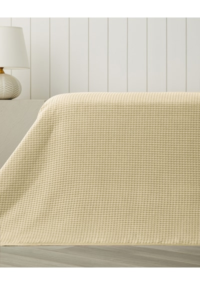 Modern Grid Çift Kişilik Pike 180x220 Cm Sarı