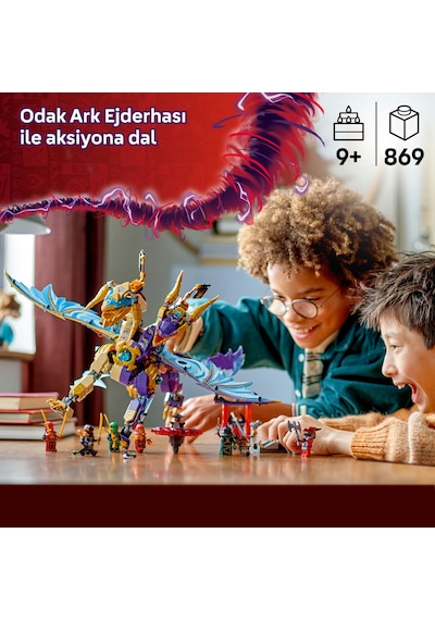 LEGO® NINJAGO® Odak Ark Ejderhası 71836 - 9 Yaş ve Üzeri Çocuklar için 8 Ninja Minifigürü İçeren Yaratıcı Oyuncak Yapım Seti (869 Parça)