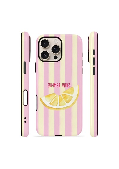 Apple iPhone Uyumlu 16 Pro Vorian Çift Katmanlı Kılıf Summer Vibes Lemon