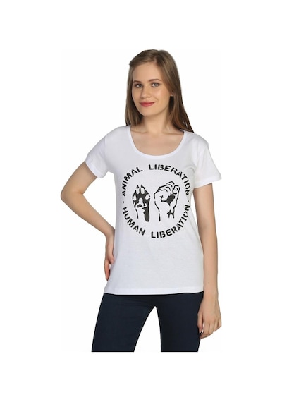Bant Giyim - Animal Liberation Beyaz Kadın T-Shirt Tişört
