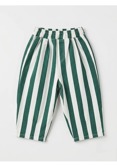 Poala Kids Yeşil Çizgili Balloon Jeans