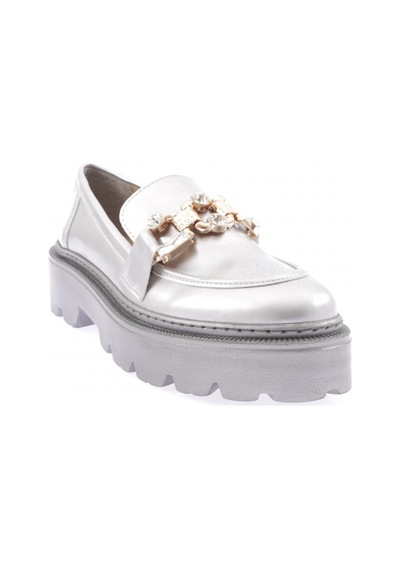 Dgn 1001 Kadin Kristal Taşli Aksesuarli Loafer Ayakkabi 1001-2231-R0626 Gümüş