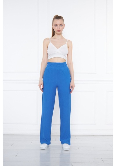Thiff Gymwear Siyah Beli Lastikli Bol Paça Çift Cepli Yüksek Bel Bürümcük Örme Kadın Pantolon Saks Mavi Thiff Gymwear Siyah Beli Lastikli Bol Paça Çift Cepli Yüksek Bel Bürümcük Örme Kadın Pantolon Saks Mavi