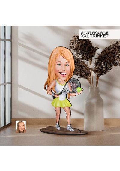 Bk Gift Kişiye Özel Tenisci Kadın Karikatürlü Büyük Boy Ahşap Biblo-2 Arkadaşa Hediye , Sevgiliye Hediye, Kişiye Özel Biblolar Kobitmeyen137554 Bk Gif